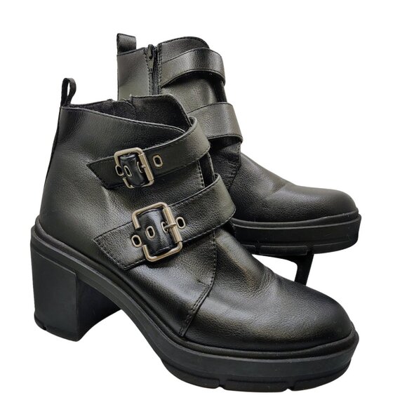 Rocket Dog Kamari Black Double Buckle Ankle Boots Size 9 - Picture 1 of 7